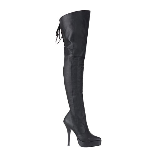 Plateau Overknee Stiefel Leder schwarz